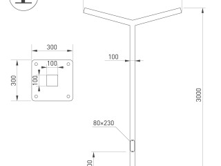 Опора OXOR-STER-Y-2000x100x100-L3000-50W Warm3000 (BK, 230V) IP65 (Arlight, Сталь)