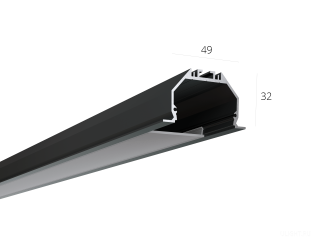 Алюминиевый LED профиль LINE 4932 IN ral9005 LT70 (с экраном) — 2000мм
