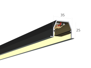 Линейный светильник LINE 3525 IN (RAL9005/2500mm/LT70 — 3K/36W)