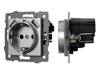 Механизм розетки с USB зарядкой SCT-MUAA-PL-GR-V (250V, 16A) (Arlight, -)