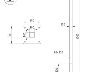 Опора OXOR-STER-G-1000x100x100-L4000-26W Warm3000 (BK, 230V) IP65 (Arlight, Сталь)