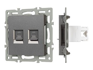 Механизм компьютерной розетки двойной SCT-MPC2-PL-GR (RJ-45, CAT6) (Arlight, -)