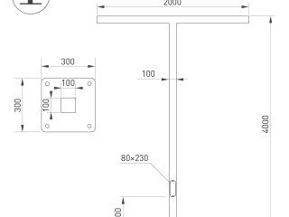Опора OXOR-STER-T-2000x100x100-L4000-50W Warm3000 (BK, 230V) IP65 (Arlight, Сталь)