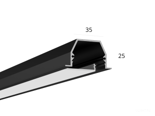 Алюминиевый LED профиль LINE 3525 IN ral9005 LT70 (с экраном) — 2500мм