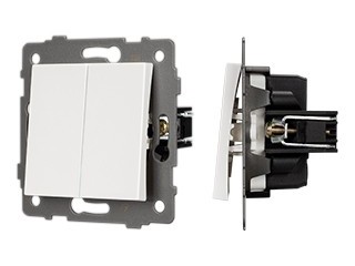 Механизм выключателя двухклавишный непроходной SWT-MK02-PL-WH-V (250V, 10A) (Arlight, -)