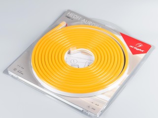 Лента герметичная AURORA-PS-A120-16x8mm 24V Amber (10 W/m, IP65, 2835, 5m) (Arlight, Силикон)