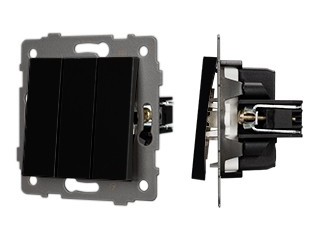 Механизм выключателя трехклавишный непроходной SWT-MK03-PL-BK-V (250V, 10A) (Arlight, -)