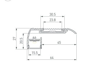 Профиль STAIR-W65-2000 ANOD BLACK (Arlight, Алюминий)