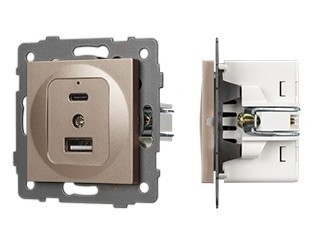 Механизм USB розетки SCT-MUAC-PL-GD-V (5V, 3A, QC4) (Arlight, -)