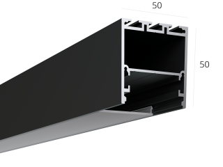 Алюминиевый LED профиль LINE 5050 ral9005 LT70 (с экраном) — 2000мм