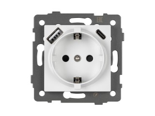 Механизм розетки с USB зарядкой SCT-MUAA-PL-WH-V (250V, 16A) (Arlight, -)