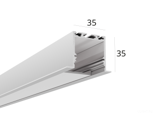 Анодированный/крашенный алюминиевый профиль для изготовления встраиваемых линейных светильников. 
Габариты 35(47)х35мм