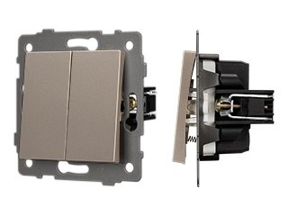 Механизм выключателя двухклавишный самовозвратный SWT-MKR2-PL-GD-V (250V, 10A) (Arlight, -)