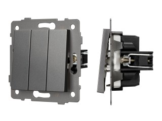 Механизм выключателя трехклавишный непроходной SWT-MK03-PL-GR-V (250V, 10A) (Arlight, -)