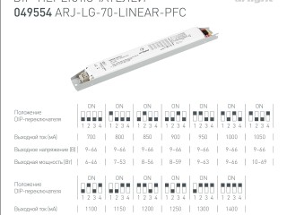 Блок питания ARJ-LG-70-LINEAR-PFC (70W, 9-66V, 0.7-1.4A) (Arlight, IP20 Металл, 5 лет)