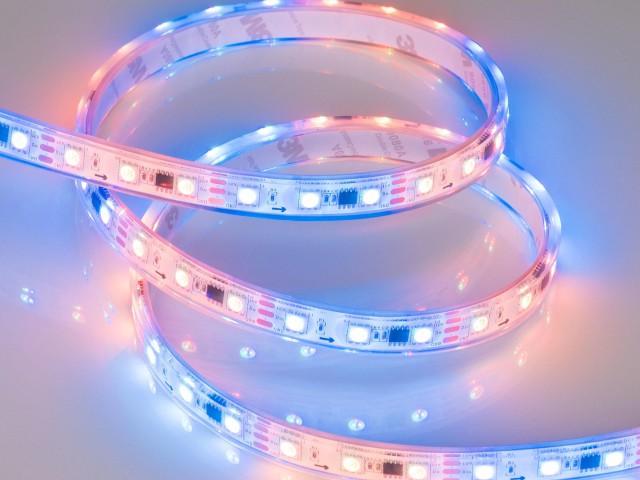 Лента герметичная SPI-P-B60-12mm 12V RGB-PX3 (14.4W/m, IP66, 5060, 5m) (Arlight, бегущий огонь) фото:3