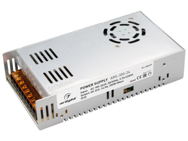 Блок питания ARS-350-24 (24V, 14.5A, 350W) (Arlight, IP20 Сетка, 2 года) фото:2