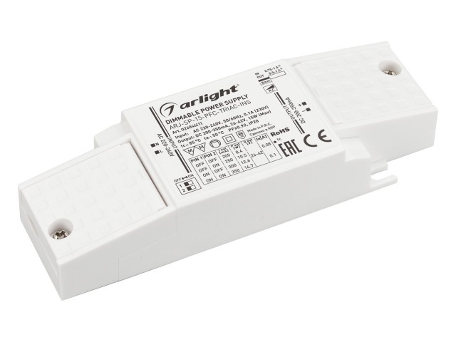 Блок питания ARJ-SP-15-PFC-TRIAC-INS (15W, 26-42V, 0.2-0.35A) (Arlight, IP20 Пластик, 5 лет) фото:3