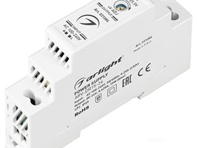 Блок питания ARV-DR15-24 (24V, 0.63A, 15W) (Arlight, IP20 DIN-рейка) фото:1