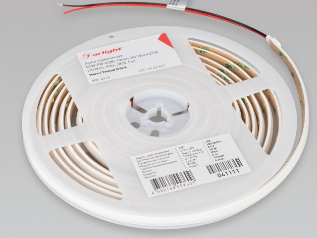 Лента герметичная RTW-PW-A280-10mm 24V Warm2700 (10 W/m, IP66, 2835, 5m) (Arlight, Матовая) фото:7