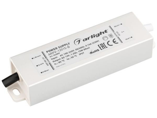 Блок питания ARPV-12015-B (12V, 1.3A, 15W) (Arlight, IP67 Металл, 3 года) фото:5
