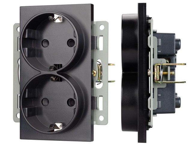 Механизм электрической розетки SCT-MEUD-PL-BK (250V, 16A) (Arlight, -) фото:1