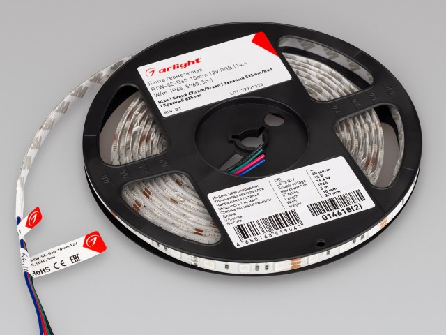 Лента герметичная RTW-SE-B60-10mm 12V RGB (14.4 W/m, IP65, 5060, 5m) (Arlight, -) фото:18