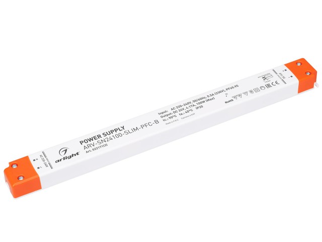 Блок питания ARV-SN24100-SLIM-PFC-B (24V, 4.17A, 100W) (Arlight, IP20 Пластик, 3 года) фото:1