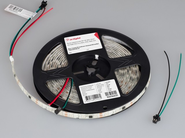 Лента герметичная SPI-SE-B60-10mm 12V RGB-PX3 (14.4 W/m, IP65, 5060, 5m) (Arlight, бегущий огонь) фото:3