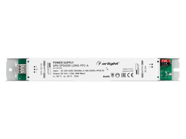 Блок питания ARV-SP24030-LONG-PFC-A (24V, 1.25A, 30W) (Arlight, IP20 Металл, 5 лет) фото:4
