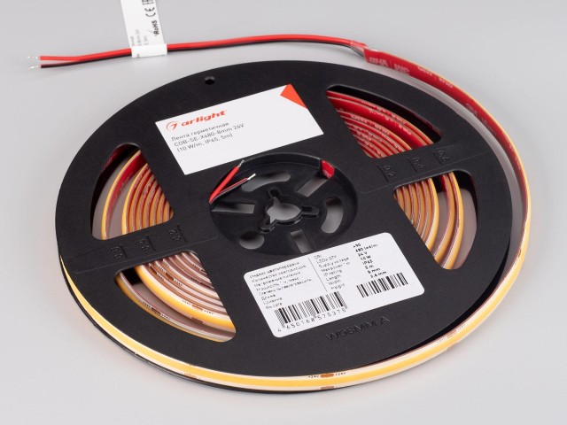 Лента герметичная COB-SE-X480-8mm 24V Warm3000 (10 W/m, IP65, 5m) (Arlight, 5 лет) фото:3