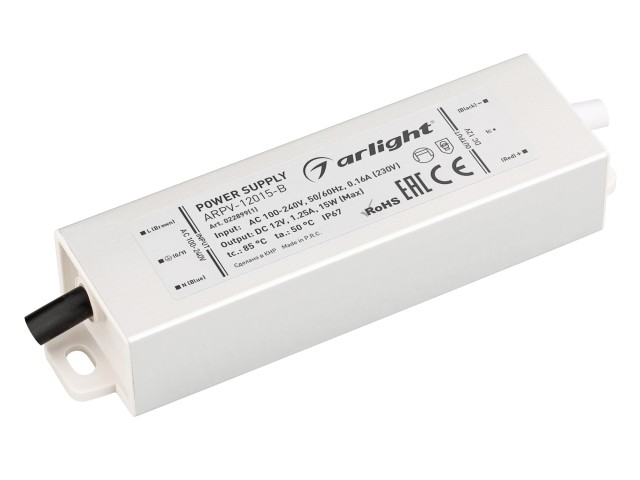 Блок питания ARPV-12015-B (12V, 1.3A, 15W) (Arlight, IP67 Металл, 3 года) фото:2