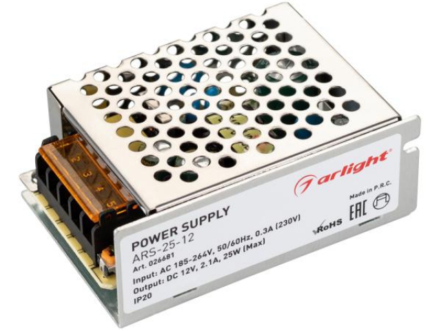 Блок питания ARS-25-12 (12V, 2.1A, 25W) (Arlight, IP20 Сетка, 2 года) фото:2