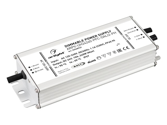 Блок питания ARPV-UH24240-PFC-DALI2-PH (24V, 10.0A, 240W) (Arlight, IP67 Металл, 7 лет) фото:1
