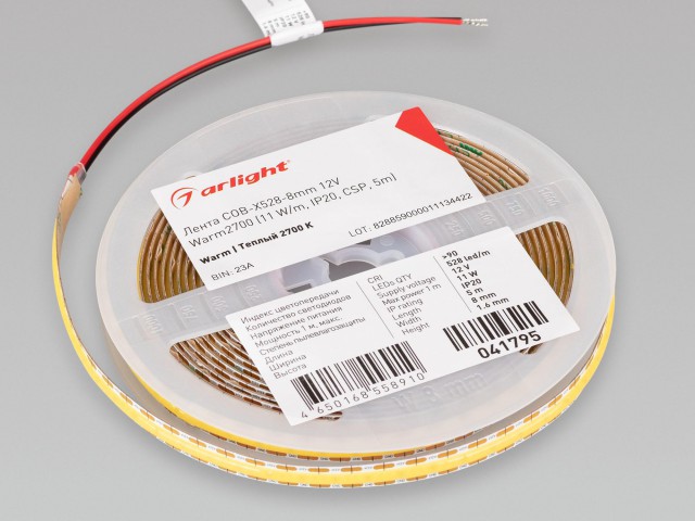 Лента COB-X528-8mm 12V Warm2700 (11 W/m, IP20, CSP, 5m) (Arlight, -) фото:2