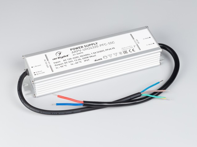 Блок питания ARPV-UH24320-PFC-55C (24V, 13.3A, 320W) (Arlight, IP67 Металл, 5 лет) фото:3