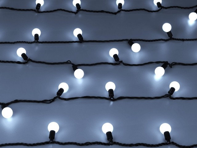 Светодиодная гирлянда ARD-BALL-CLASSIC-D23-20000-BLACK-160LED WHITE (230V, 7W) (Ardecoled, IP65) фото:1