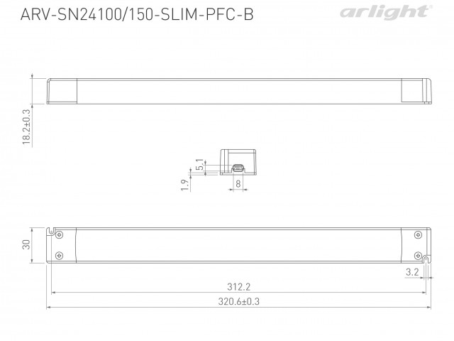 Блок питания ARV-SN24150-SLIM-PFC-B (24V, 6,25A, 150W) (Arlight, IP20 Пластик, 3 года) фото:5