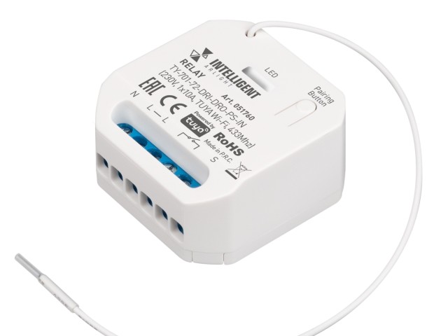 INTELLIGENT ARLIGHT Релейный модуль TY-701-72-DRI-DRO-PS-IN (230V, 1x10A, TUYA Wi-Fi, 433Mhz) (IARL, IP20 Пластик, 3 года) фото:2