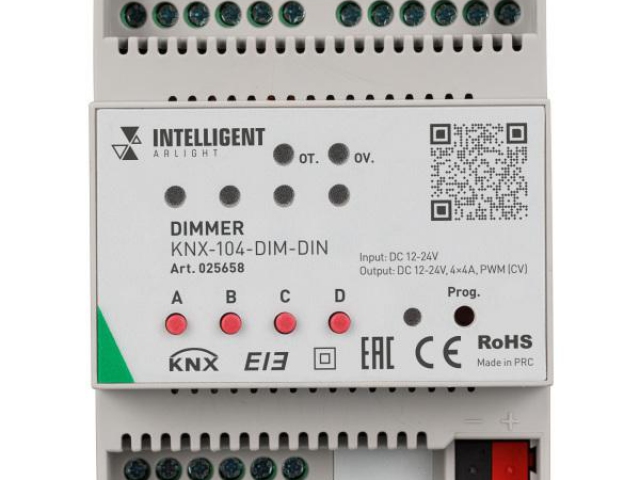 INTELLIGENT ARLIGHT Диммер KNX-104-DIM-DIN (12-24V, 4x4A) (IARL, IP20 Пластик, 2 года) фото:3