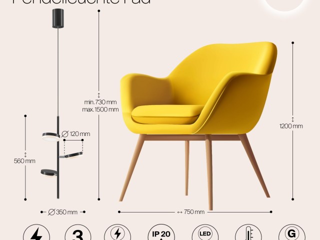 Подвесной светильник Maytoni MOD070PL-L18B3K фото:20