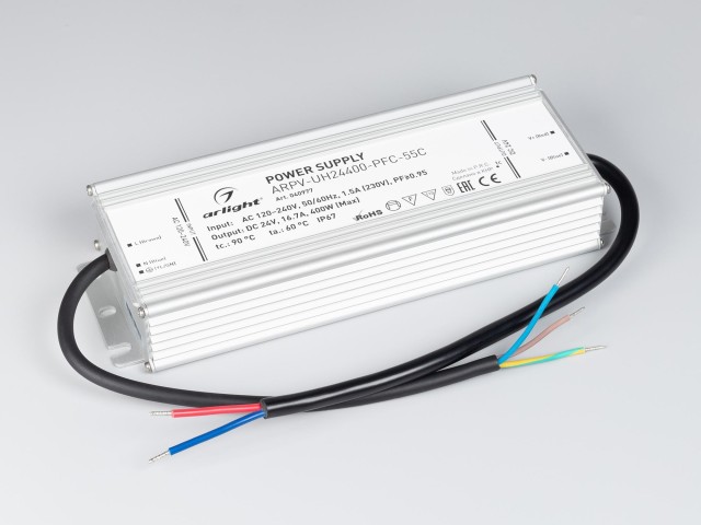 Блок питания ARPV-UH24400-PFC-55C (24V, 16.7A, 400W) (Arlight, IP67 Металл, 5 лет) фото:3