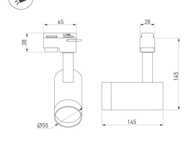 Светильник LGD-GERA-2TR-R55-10W Warm3000 (BK, 24 deg) (Arlight, IP20 Металл, 3 года) фото:6