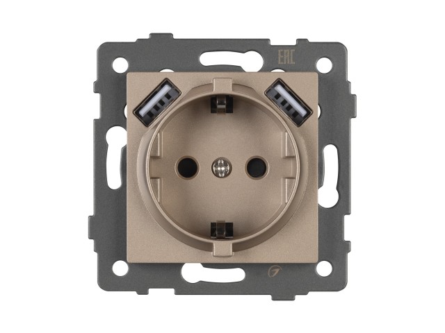 Механизм розетки с USB зарядкой SCT-MUAC-PL-GD-V (250V, 16A) (Arlight, -) фото:1