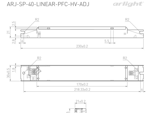 Блок питания ARJ-SP-40-LINEAR-PFC-HV-ADJ (40W, 50-160V, 0.25-0.4A) (Arlight, IP20 Металл, 5 лет) фото:1