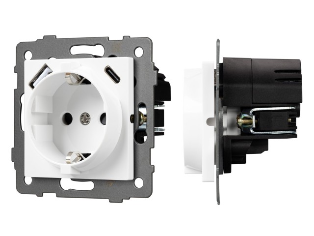 Механизм розетки с USB зарядкой SCT-MUAA-PL-WH-V (250V, 16A) (Arlight, -) фото:2