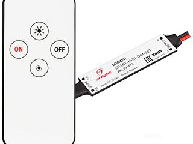 Диммер SMART-MINI-DIM-SET (12-24V, 1x4A, ПДУ 4кн, IR) (Arlight, IP20 Пластик, 5 лет) фото:1