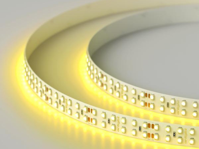 Лента RT 2-5000 24V Yellow 2x2 (3528, 1200 LED, LUX) (Arlight, 19.2 Вт/м, IP20) фото:1