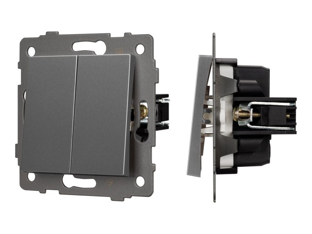 Механизм выключателя двухклавишный проходной SWT-MKP2-PL-GR-V (250V, 10A) (Arlight, -) фото:2
