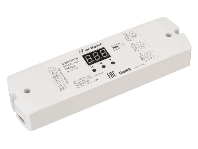 Конвертер SMART-K25-DMX512 (230V, 2x1A, TRIAC) (Arlight, Пластик) фото:1
